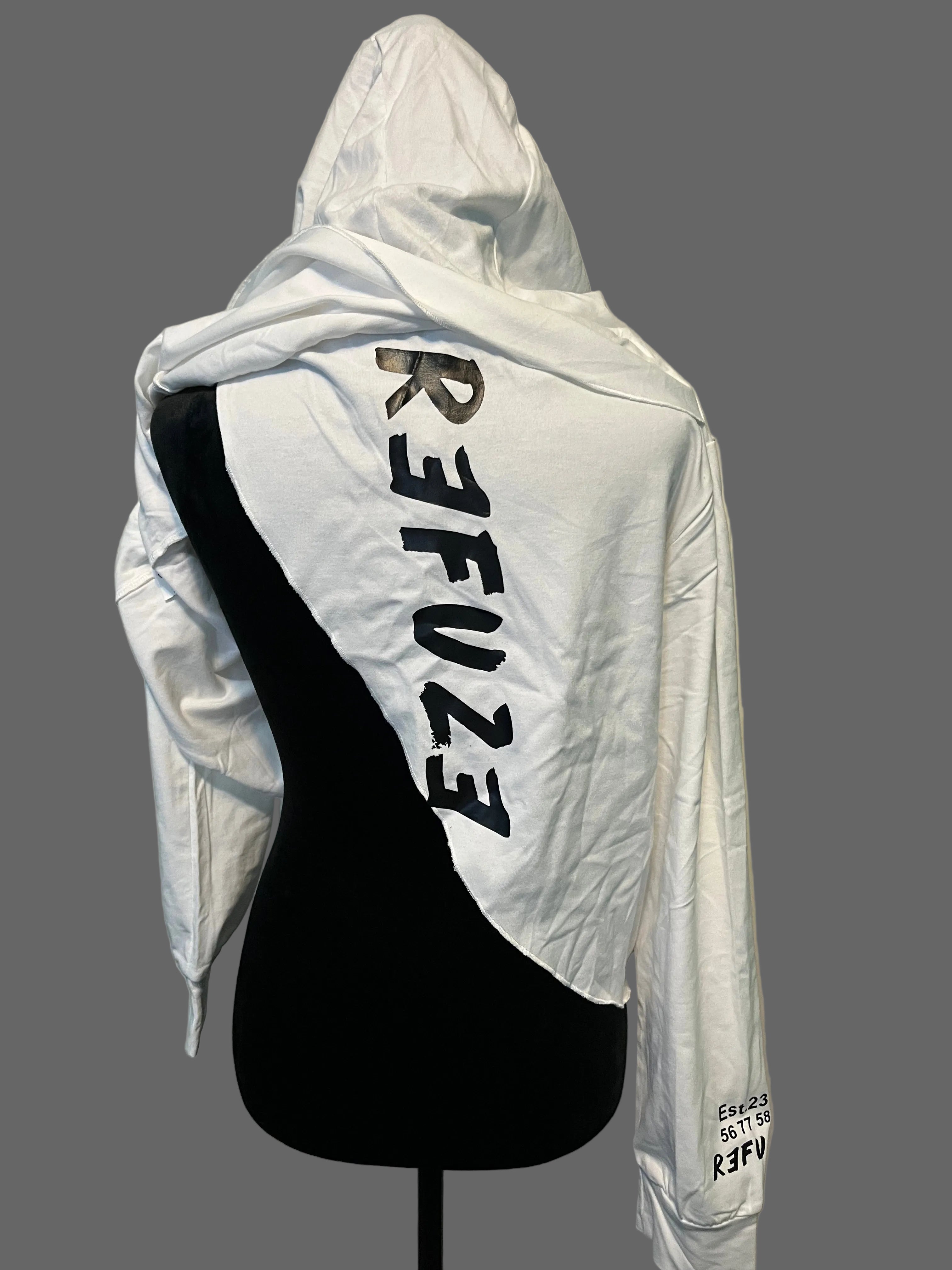 White Hoody Crop-Top belly tee