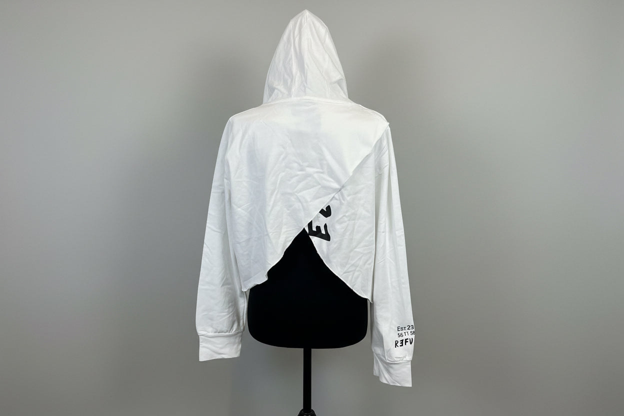 White Hoody Crop-Top belly tee