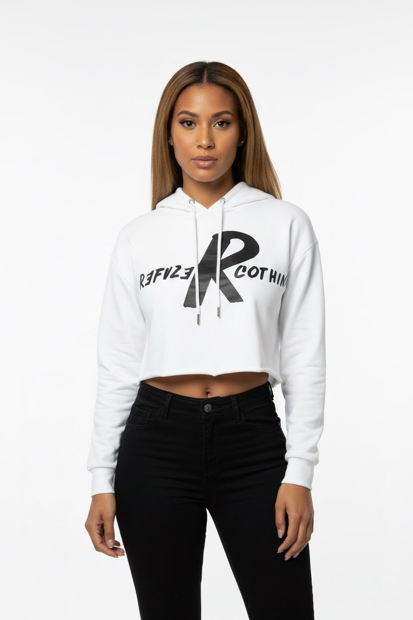 White Hoody Crop-Top belly tee