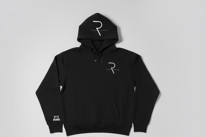 ReFuZe-All Black Hoody With White Stitching