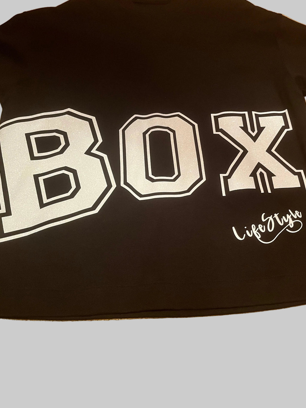 All Black BoX Unisex Crop -Tee With White Letters