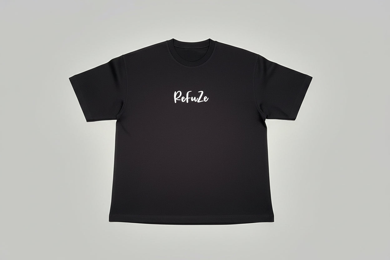 All Black BoX Unisex Crop -Tee With White Letters