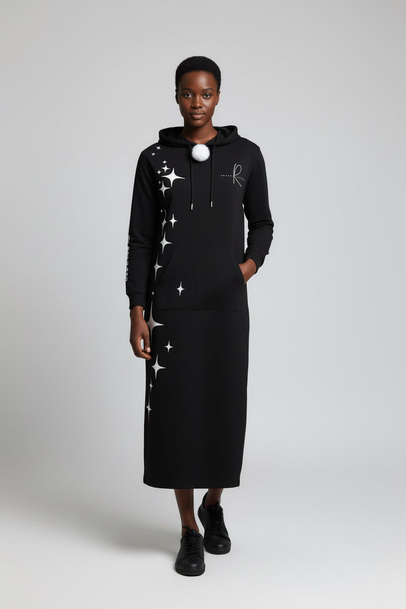 Long Sleeve fitted Hoody dress with ReFuZe Logo